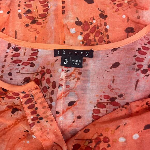 Theory Women Sheer Silk Blend Blouse Sz M - Picture 5 of 6